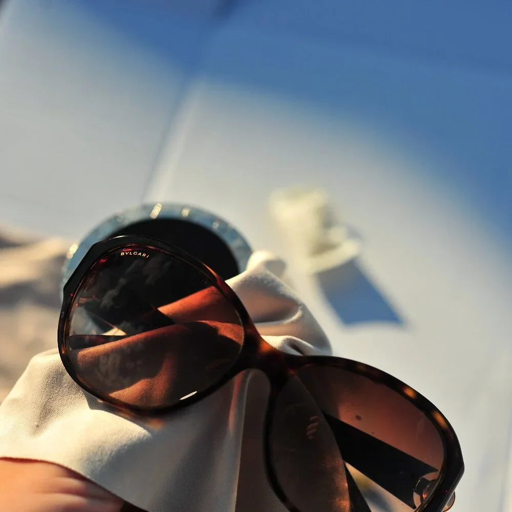 BVLGARI Sunglasses Gently Used Brown Tortoise Plastic Frame Round Gem Hingis